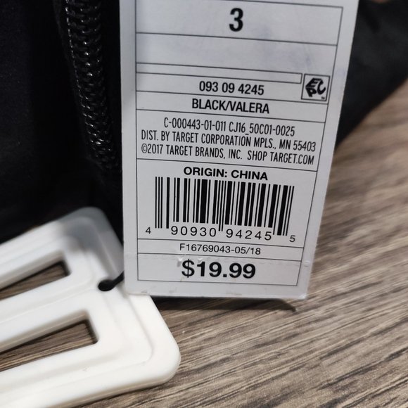 Cat & Jack ballerina shoes black suede with zip up back girls' size 3 NWT - Picture 8 of 12